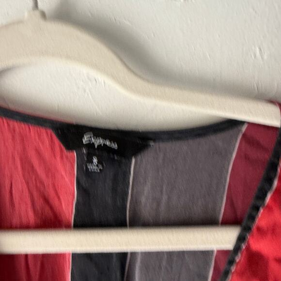 Express Y2K Colorblock Silk Blend Tunic Top 2 Deep V Empire Waist Retro Babydoll - Picture 4 of 8